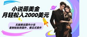 小说薅美金月轻松入2000美元项目、无脑搬运国内小说复制粘贴到国外、傻瓜式操作 老秦