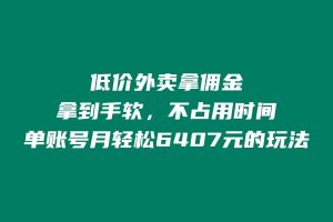 低价外卖拿佣金，拿到手软，不占用时间开独立后台，单账号月轻松6407的玩法 老秦