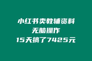 小红书卖教辅资料,无脑操作,15天搞了7425元? 老秦
