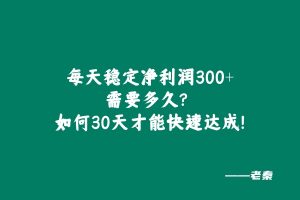 每天稳定净利润300+需要多久？用这个玩法30天才能快速达成！ 老秦