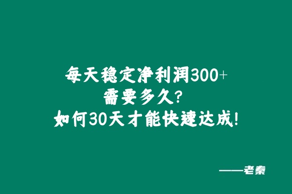 每天稳定净利润300+需要多久？用这个玩法30天才能快速达成！ 老秦