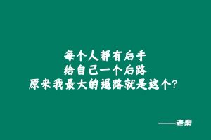 每个人都有后手，给自己一个后路，原来老秦最大的退路就是这个？ 老秦