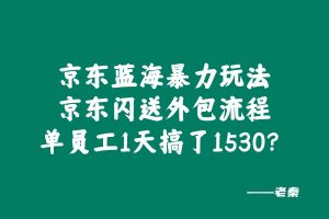 京东蓝海暴力玩法，京东闪送外包流程，单员工1天搞了1530？ 老秦