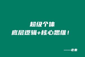 超级个体的底层逻辑与核心思维!! 老秦