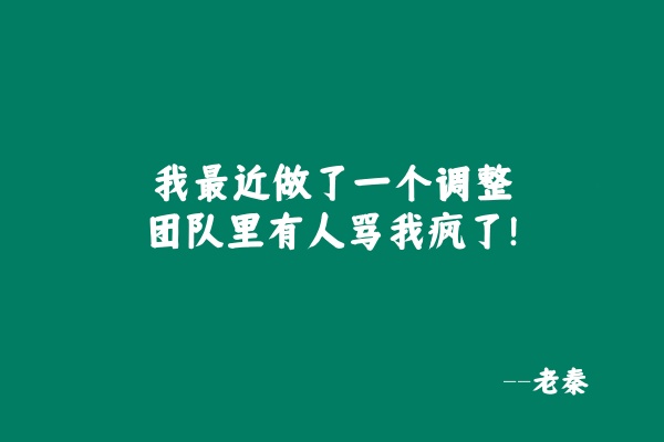 我最近做了一个调整，团队里有人骂我疯了！ 老秦