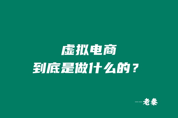 虚拟电商到底是做什么的？ 老秦